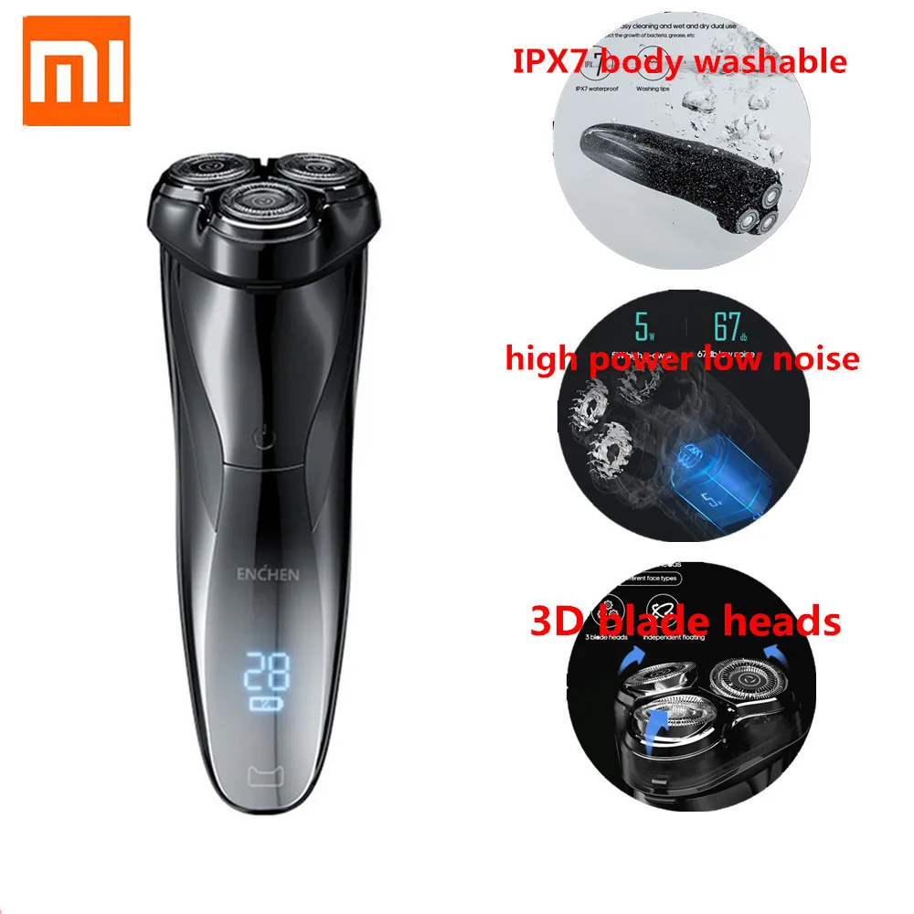 body all washable Xiaomi Enchen, 3D электробритва с черным камнем для мужчин, защита от блокировки, моющиеся перезаряжаемые бритвы, перезаряжаемая Гибкая бритва - Цвет: body all washable