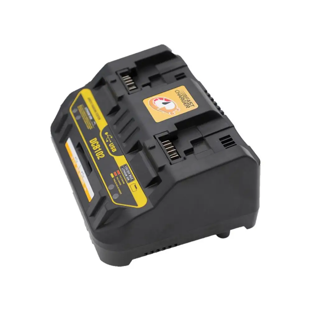 

Hot Sale DCB102 Li-ion Battery Charger Rapid 2 Slide Port 4A Charging Current USB 2A Out DCB200 DCB140 for Dewalt 14.4V 18V
