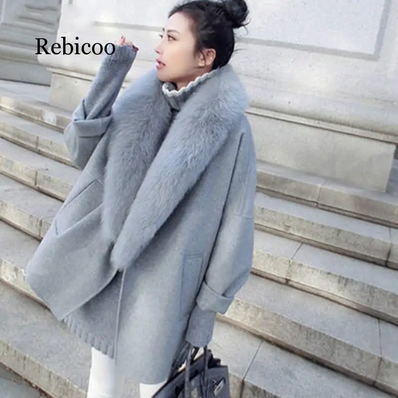 Модное женское Шерстяное Пальто на осень и зиму теплое шерстяное пальто большого