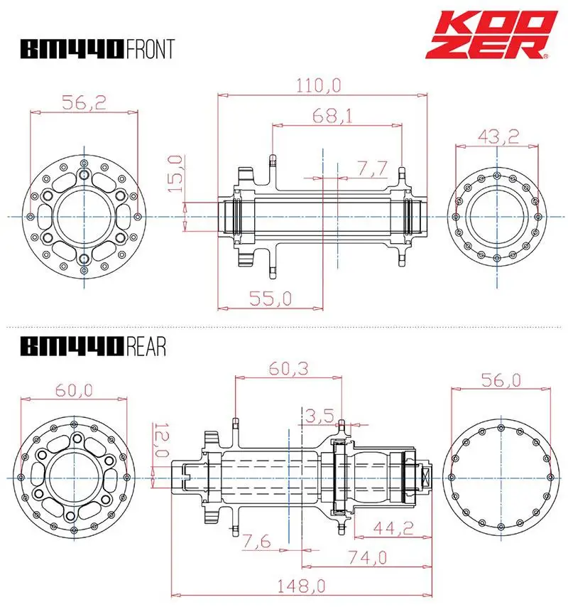 Ступица дискового подшипника KOOZER BM440 MTB ступицы для горного велосипеда 32h