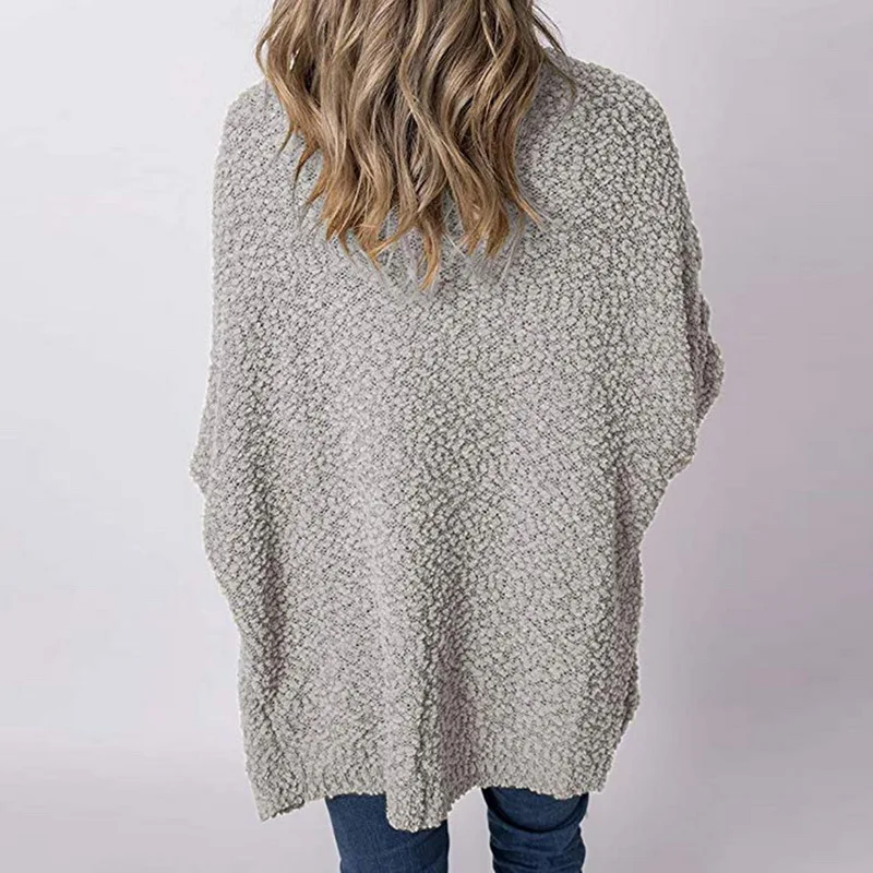 Women's 2019 Fashion Winter Plush Sweater Sherpa Wool Side Slit Long Sleeve Pullover Pure color Knit Loose Tunic Tops |