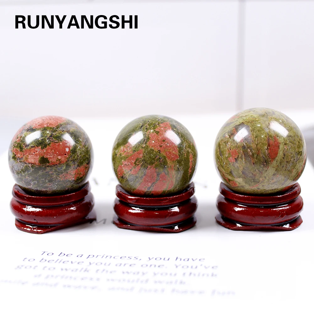 Runyangshi 1 шт. 30 мм натуральный кристалл кварца унакита хрустальный шар