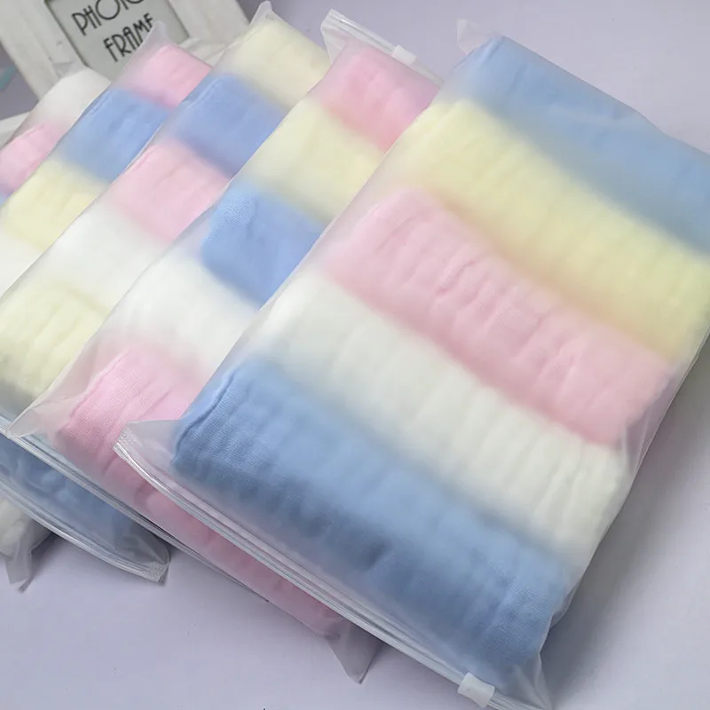 

Wasoyoli 5 Peices / Lot 12 Layers Burp Cloths Natural Size 14x40cm 100% Muslin Cotton Solid Color Infant Feeding Face Washing