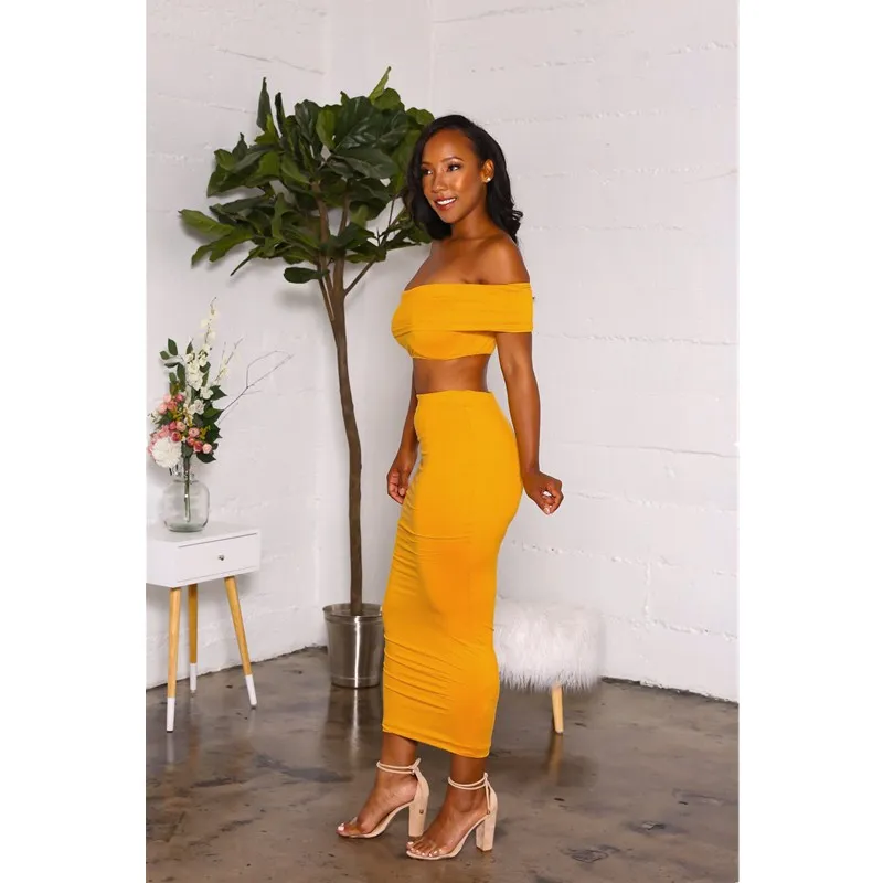 Женский летний комплект без бретелек привлекательная длинная юбка с вырезом