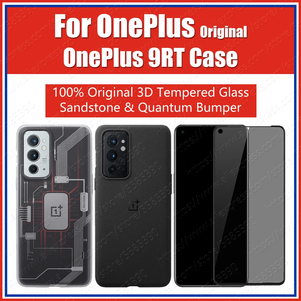 MT2110 Sandstone Black OnePlus 9RT Case Original Super Circuit Board Protection Back Cover 3D Screen Protector Tempered Glass