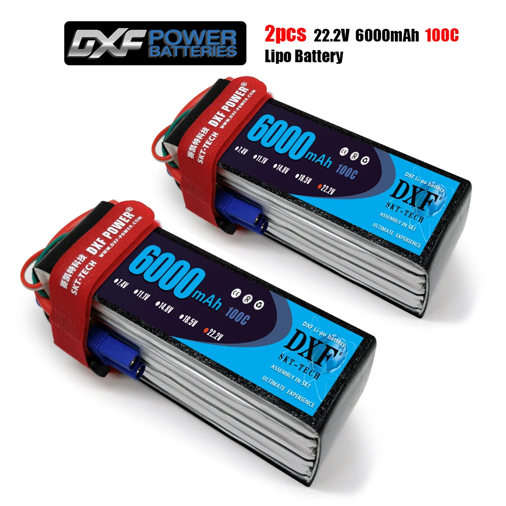 

DXF 6S 22.2V 6000mah 100C-200C Lipo Battery 6S XT60 T Deans XT90 EC5 For FPV Drone Airplane Car Racing Truck Boat RC Parts