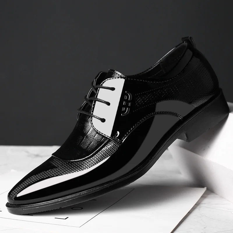 

Mens Dress Shoes Fashion Pointed Toe Lace Up Men's Business Casual Shoes Brown Black Leather Oxfords Shoes Big Size 38-48 Brand