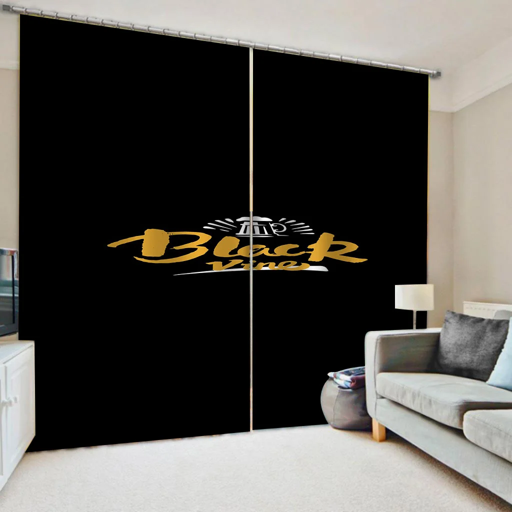 저렴한 블랙 아웃 커튼 창 거실 침실 3D 커튼 블라인드 사인 디자인 커튼 주방용