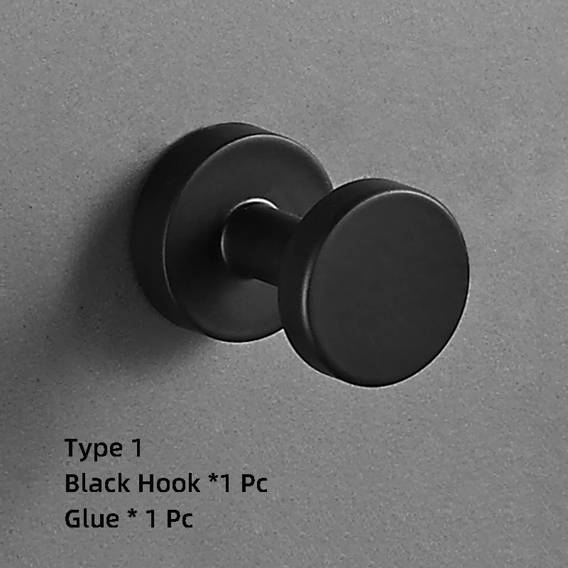 

Aluminium Alloy Towel Hook Coat Rack Wall Mounted Clothes Hooks Black White Hooks Of Bedroom For Kitchen Bathroom Accessories