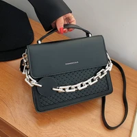 small flap crossbody bags for women chain tote handbag with handle woven messenger bag ladies luxury pu leather shoulder bag sac