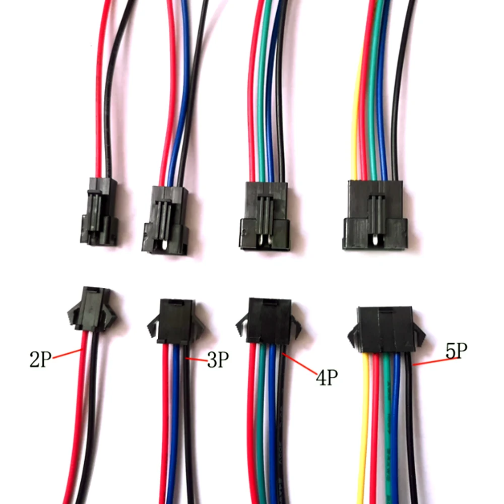 

2021 Top Quality 10 Pairs 2Pin/3Pin/4Pin/5Pin Male And Female JST SM Connector LED Strip Cable