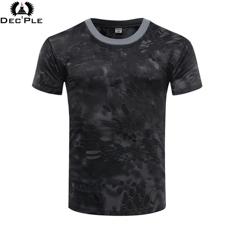 Для мужчин футболка военные камуфляж Повседневное тактический бой футболки с