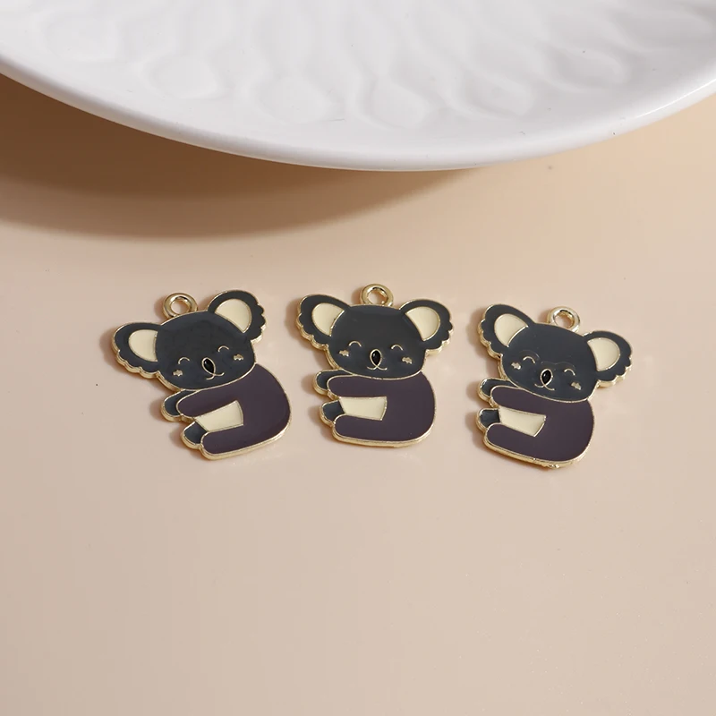 10pcs 21*21 Enamel Koala Charms for Jewelry Making DIY Cute Mini Animal Necklaces Pendants Earrings Handmade Accessories - купить по