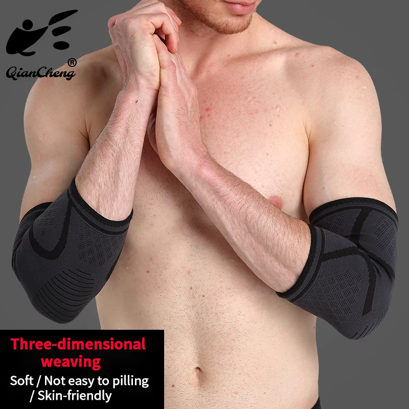 

1PCS Sports Elastic Elbow Support Gray Knitting arm Guard Basketball Badminton Sports Protective Gear Fitness Sleeve Elbow Brace