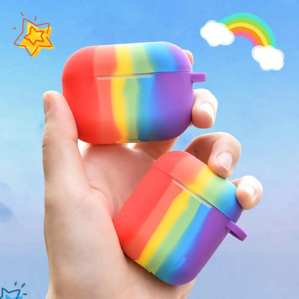 

Multi-color Anti-lost Bluetooth Earphones Silicone Protective Cover for AirPods Wear-resistant Dustproof Portable Earphone Case