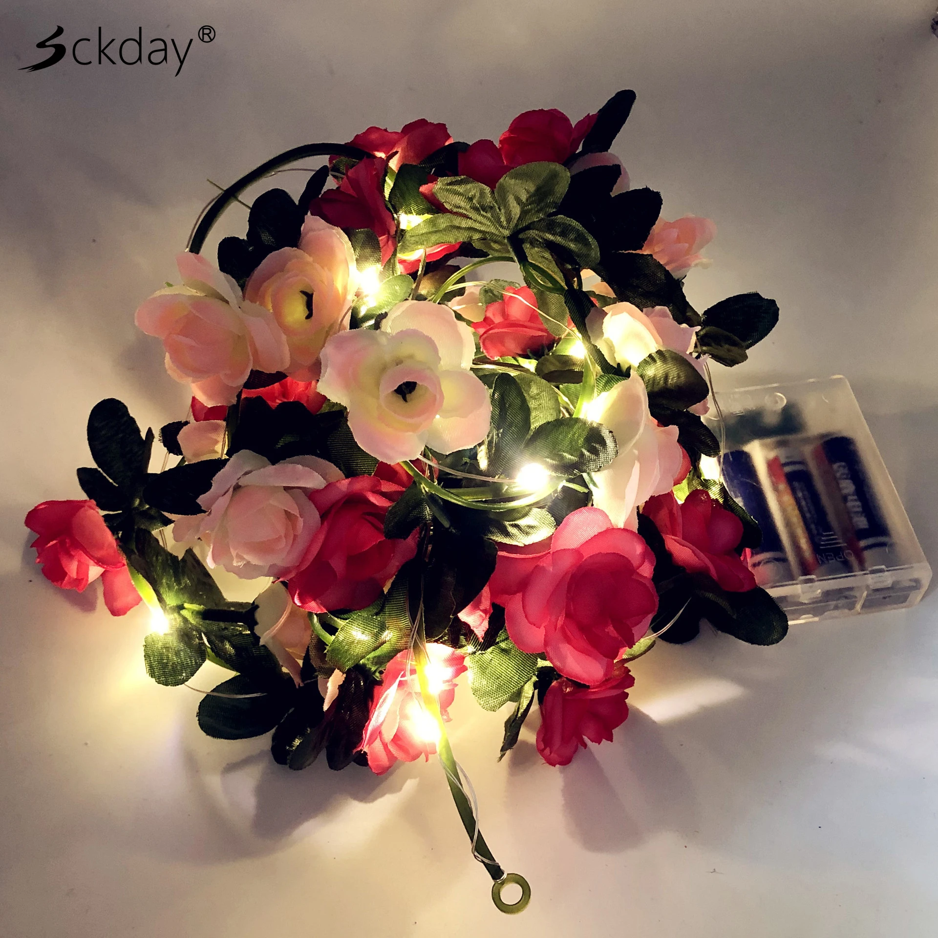 

LED Rose Copper Wire Fairy Lights Garland String Lights For Christmas Tree Wedding Home Room Indoor Decoration Light Warm White