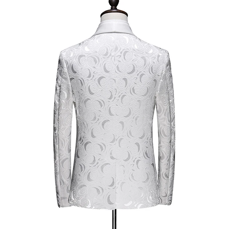 White Jacquard Suit Mens Jackets Fashion Business Wedding Banquet Men Blazer Coats Slim Elegant Comfort Man Dress Jacket Tuxedo | Мужская