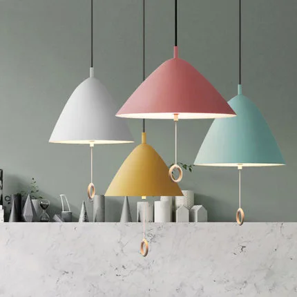 

Nordic Duplex Building Pendant Light Creative Macaron Pull Wire Luminaires for Dining Room Bedroom Children's Room Bedside Lamps