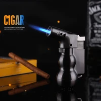 unusual windproof cigar torch lighter jet blue flame metal butane lighters refillable kitchen camping survival lighter