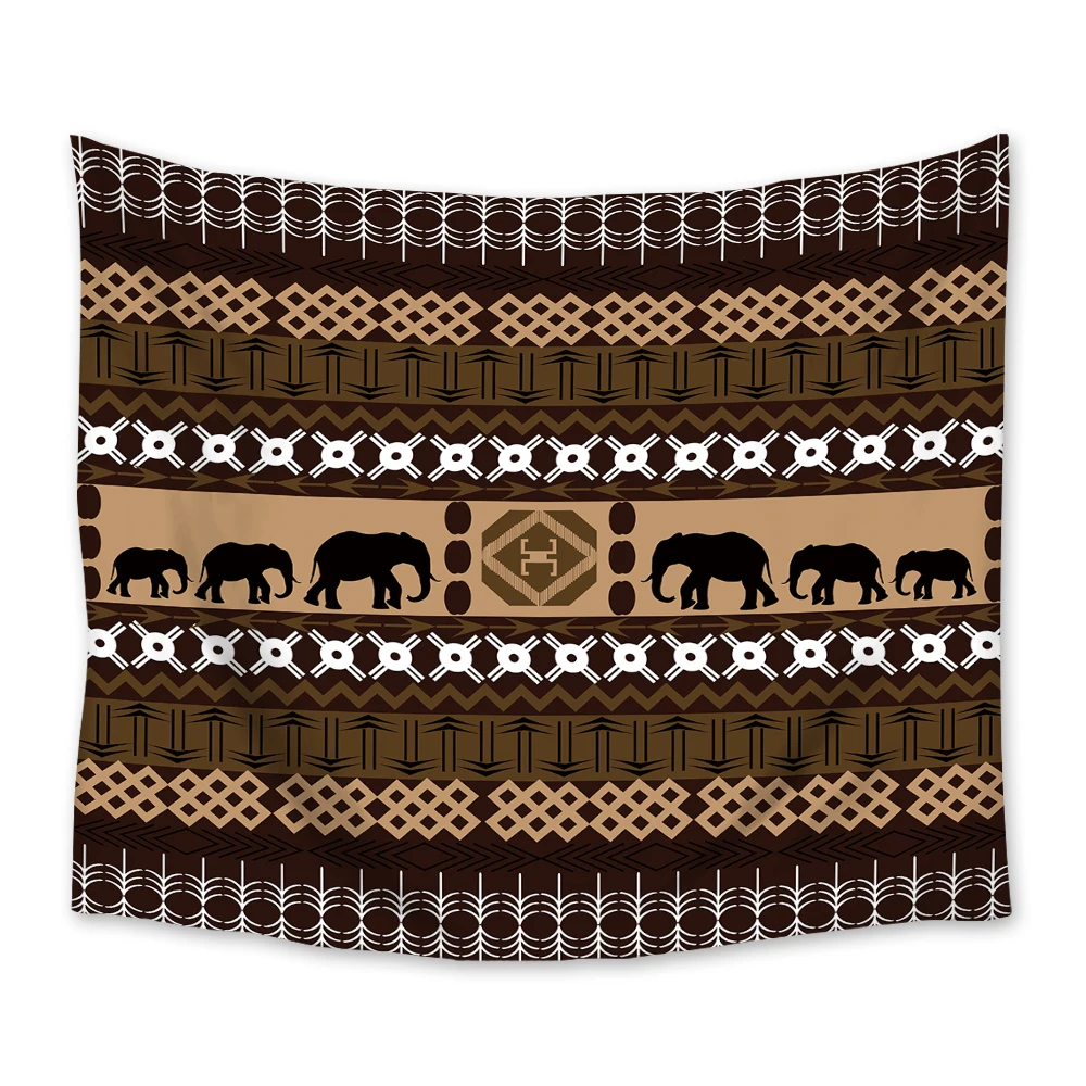 

African Elephant Geometric Art Tapestry Wall Hanging Tapestries Dorm Wall Art Home Decor Traveling Camping Beach Towel Yoga Mat