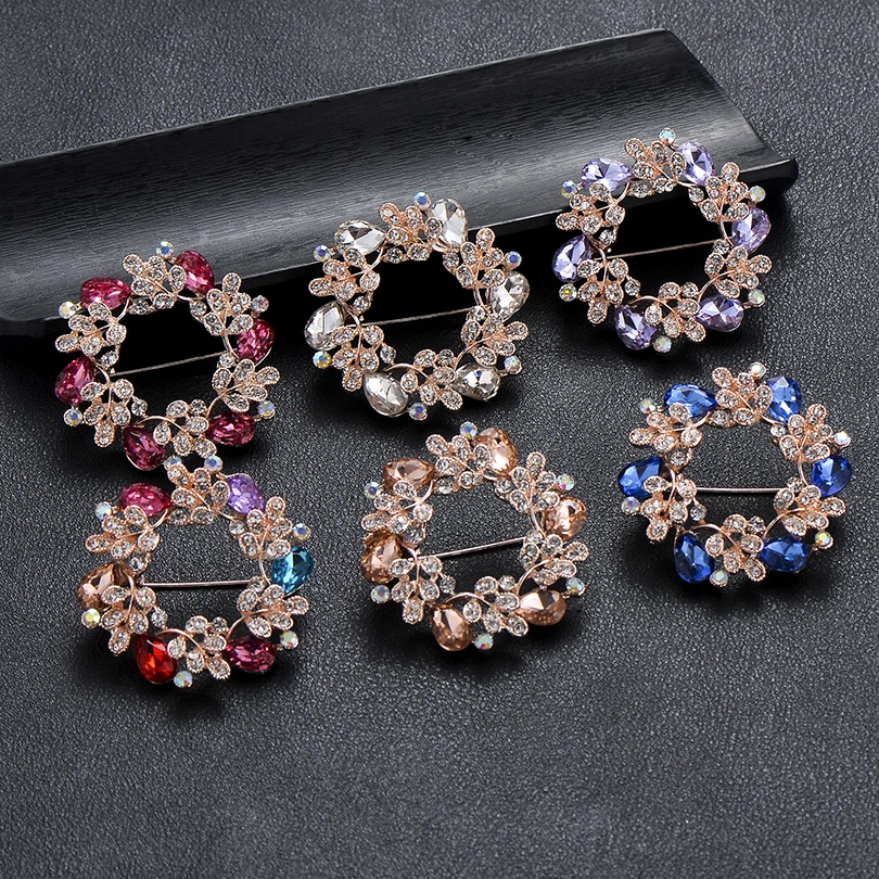 Женская брошка и заколка IYOE цветная круглая с кристаллами|Броши| |