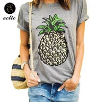 grey shirt print pineapple clothes harajuku xxl fashion street style t shirt basic short sleeve round neck women tshirts casual