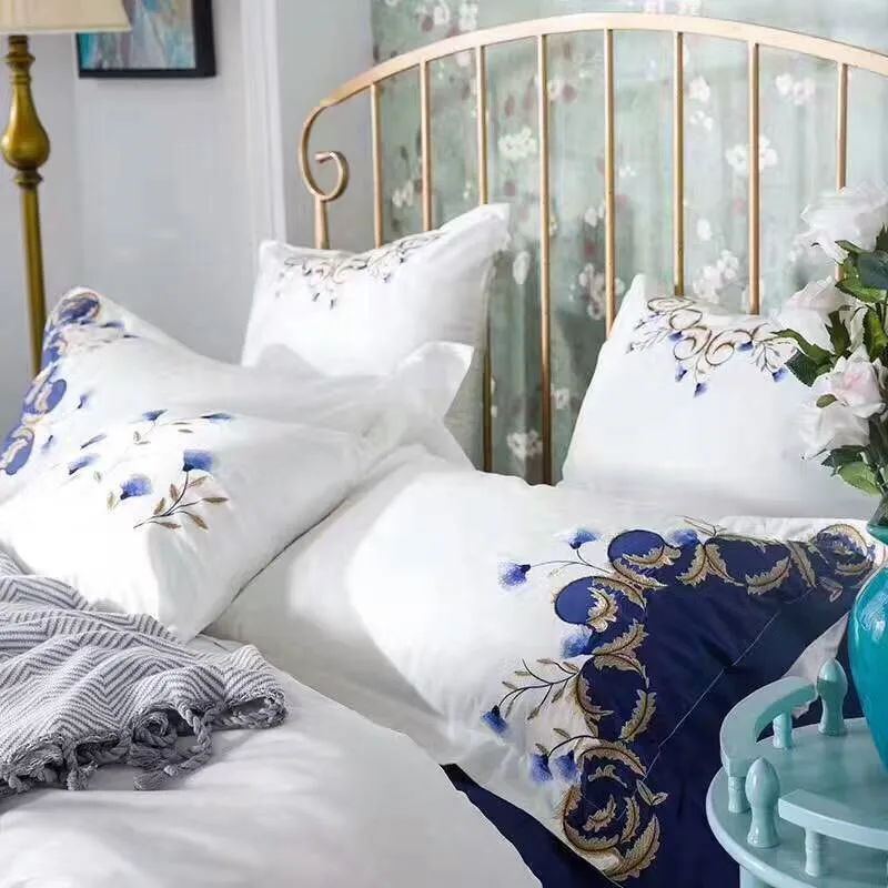 

4Pcs Oriental Jacquard Luxury Bedding Sets Cotton Bed/Flat Sheet Set Bed Spread Duvet Cover Juego De Cama