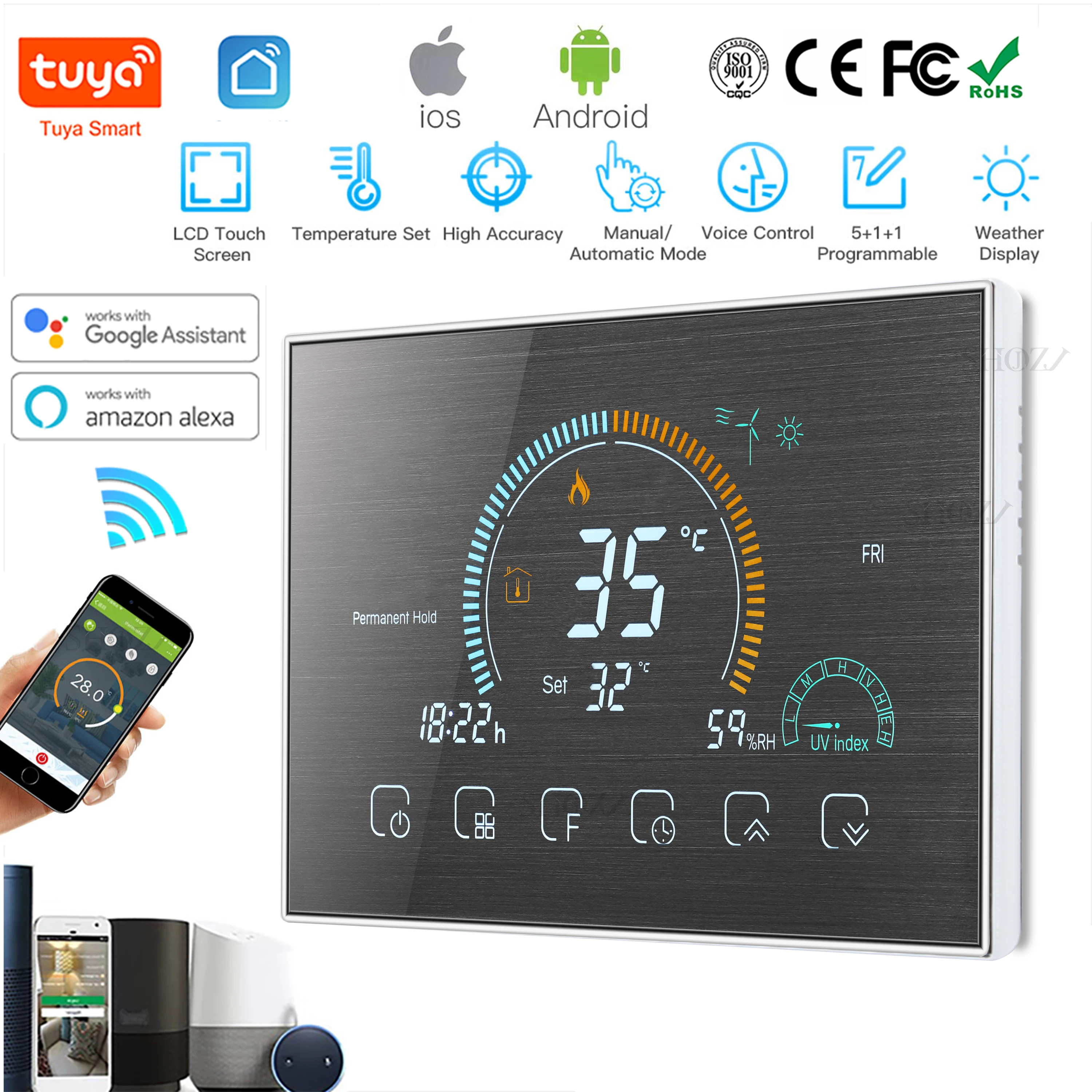 

TUYA Floor Heating Thermostat WIFI Is Suitable for 5A water Gas Boiler/16A Electric Heating Linkage SMART HOME Work with Alexa