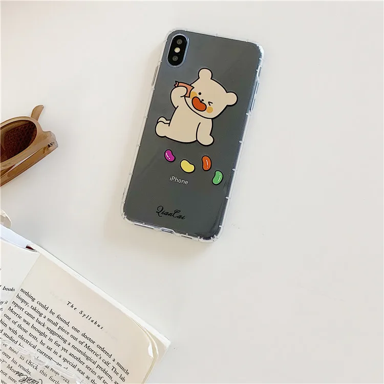 Niceking для iPhone 6, 6s, 7, 8 Plus, X, XR, XS Max, чехол с милым мультяшным медведем, Кроликом, мягкий ТПУ чехол для телефона, для iPhone 11 Pro, Max, чехол