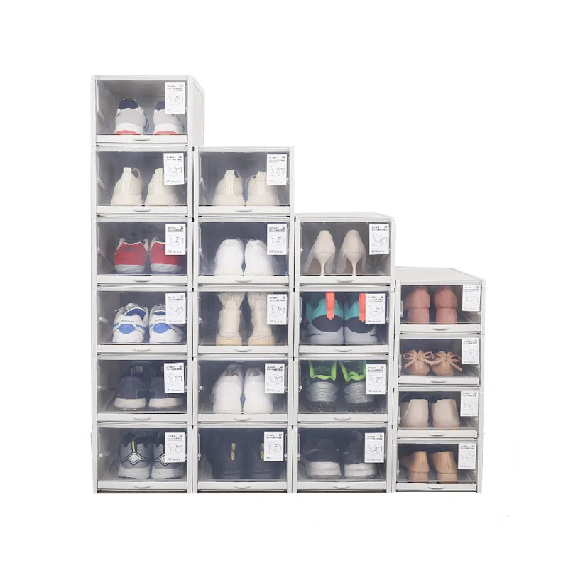 

3pcs/Set New Push-pull Shoes Box Rack Plastic foldable Shoe Organizer Stackable Storage Drawer Boxes Shoes for Sports Shoes rack