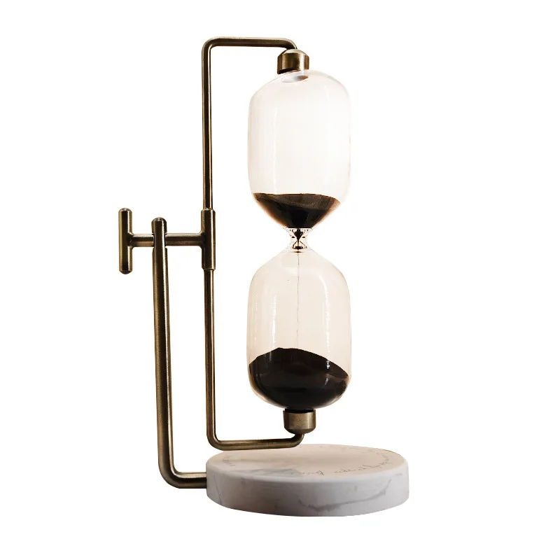 

Antique Marble Metal Rotating Glass Hourglass 15 Minutes Time Timer Bronze Black Sand Clock Retro Home Decor Kids Gift Sandglass