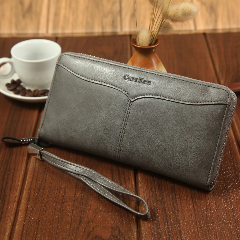 

NO.ONEPAUL Men's wallet business casual large-capacity clutch bag soft oil wax leather multi-card mobile phone bag