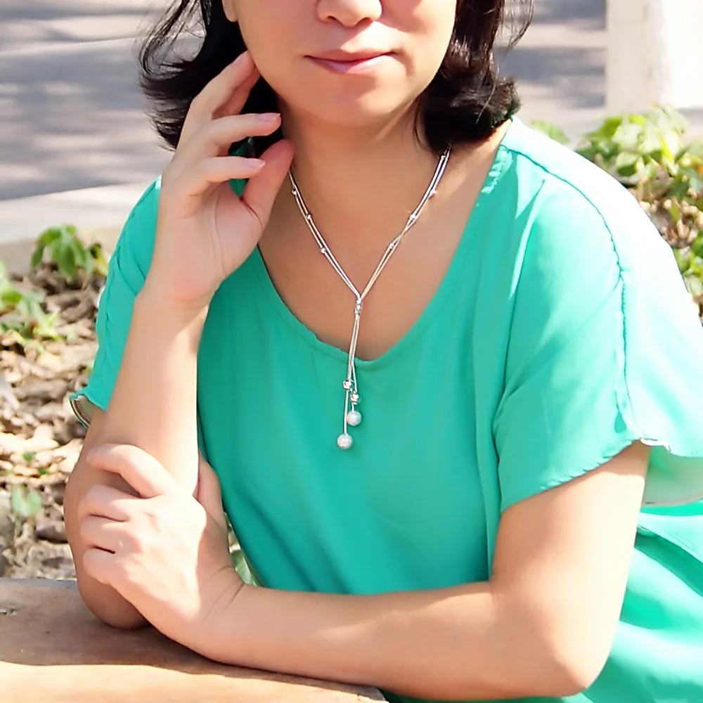 

Fashionable woman necklace 925 silver multi-level snake skeleton necklace girl jewelry Round bead chain free shipping