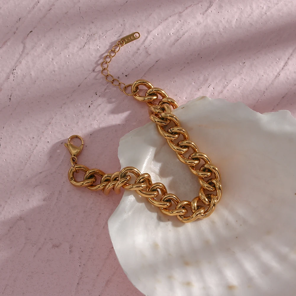 Стильный лоскутный Овальный квадратный кубинский браслет-цепочка из звеньев