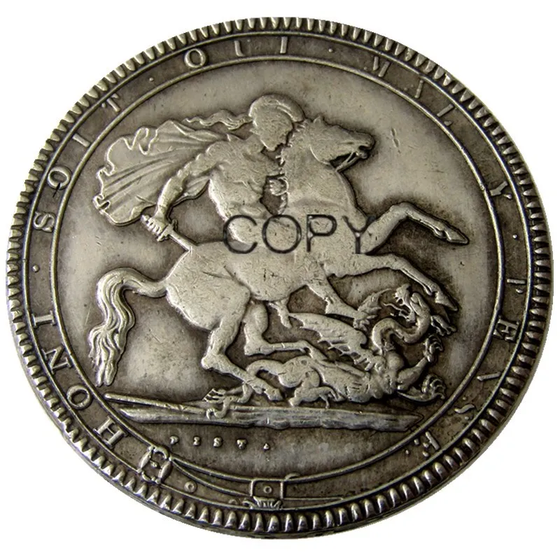 Великобритания 1820 король Джордж III Корона Посеребренная копия монеты | Дом и сад