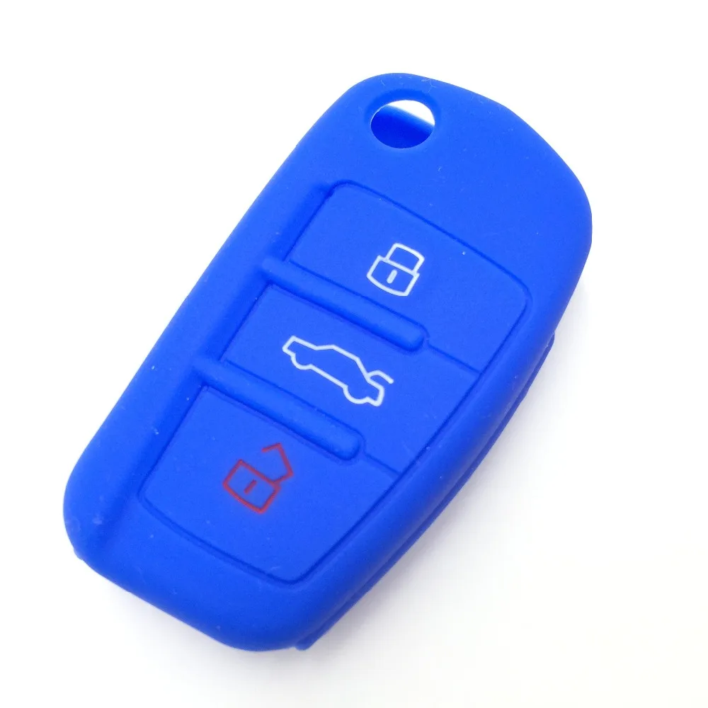 Черный красный 3 кнопки силиконовый чехол для ключей автомобиля Audi A3 A4 A6 складной