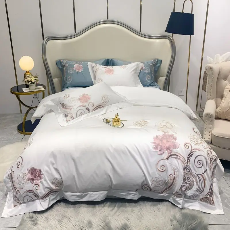 Комплект постельного белья из сатина и египетского хлопка с цветочной