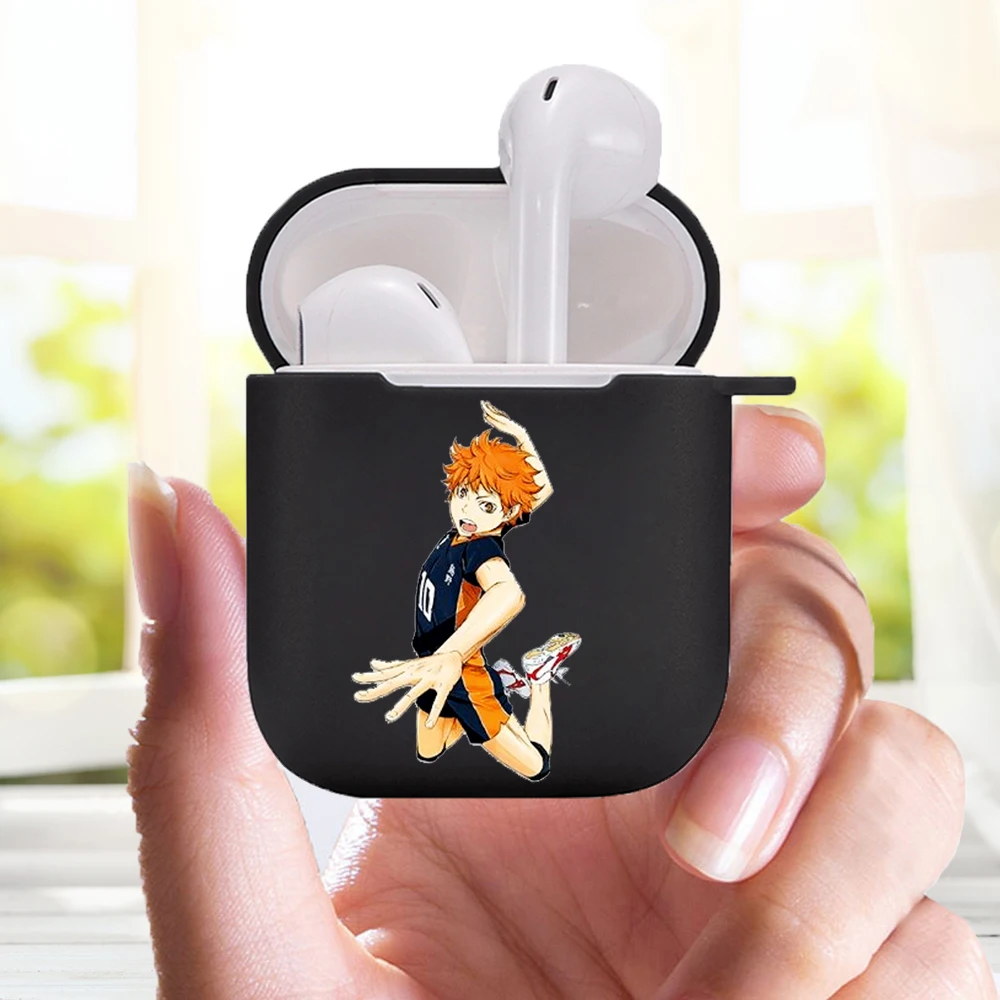 

fashion Haikyuu Hinata Attacks Anime cartoon Cute Earphone Charging Box Case For Apple AirPods 2 1 Black Protective Accessories
