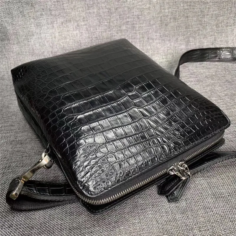 Деловой стиль натуральная крокодиловая кожа на молнии Мужская маленькая сумка