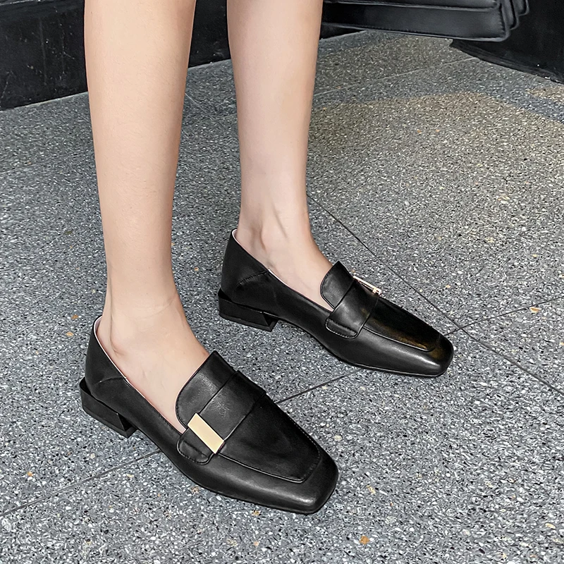 

Working Office Lady Party Basic Women Shoes Concise Ladies Loafers Shallow Spring Newest Genuine Leather Shoes Woman