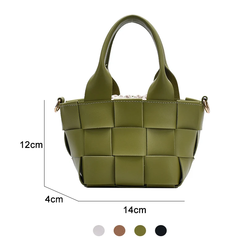 

S.IKRR 2021 Fashion Mini Woven Handbag Soft Leather Shoulder Crossbody Bags For Women Small Basket Composite Bag Design Hand Bag