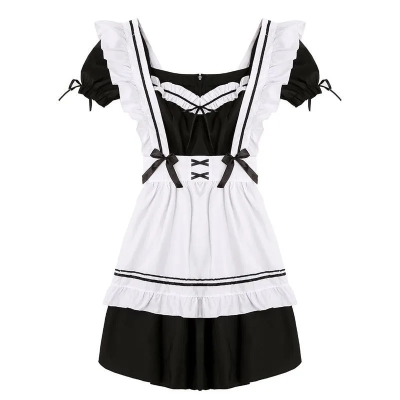 

Women Maid Outfit Anime Long Dress Black and White Apron Dress Lolita Dresses Men Cafe Costume Cosplay Costume