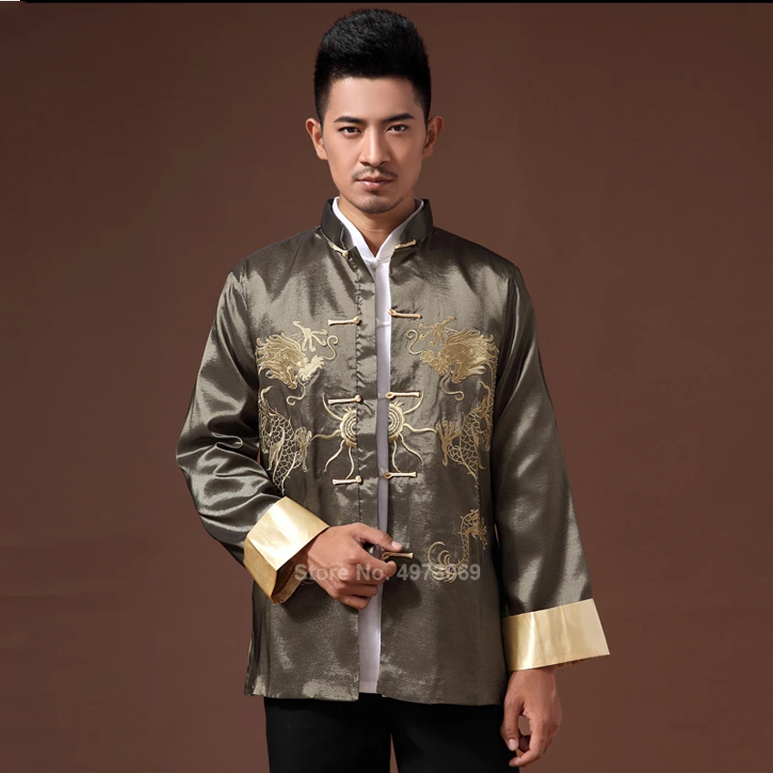 

Male Clothes 2021 Embroidery Dragon Tangsuit Traditional Chinese Clothing for Men Shirt Top Jacket Cheongsam Hanfu Vintage