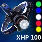 Налобный фонарь XHP100, светодиодный, с датчиком движения тела, с зарядкой от USB, для кемпинга, белого и желтого цветов