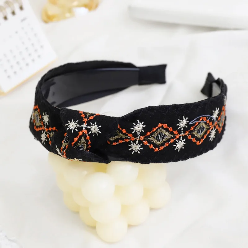 

Retro Ethnic Style Embroidery Hair Band Hair Wash Headband Transparent Toothed Hairpin R185