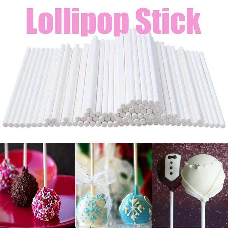 

Solid Plastic hollow Lollipop Sticks Lolly for Fondant Candy Chocolate Cake Pop Cupcakes Making Mould 100 pcs