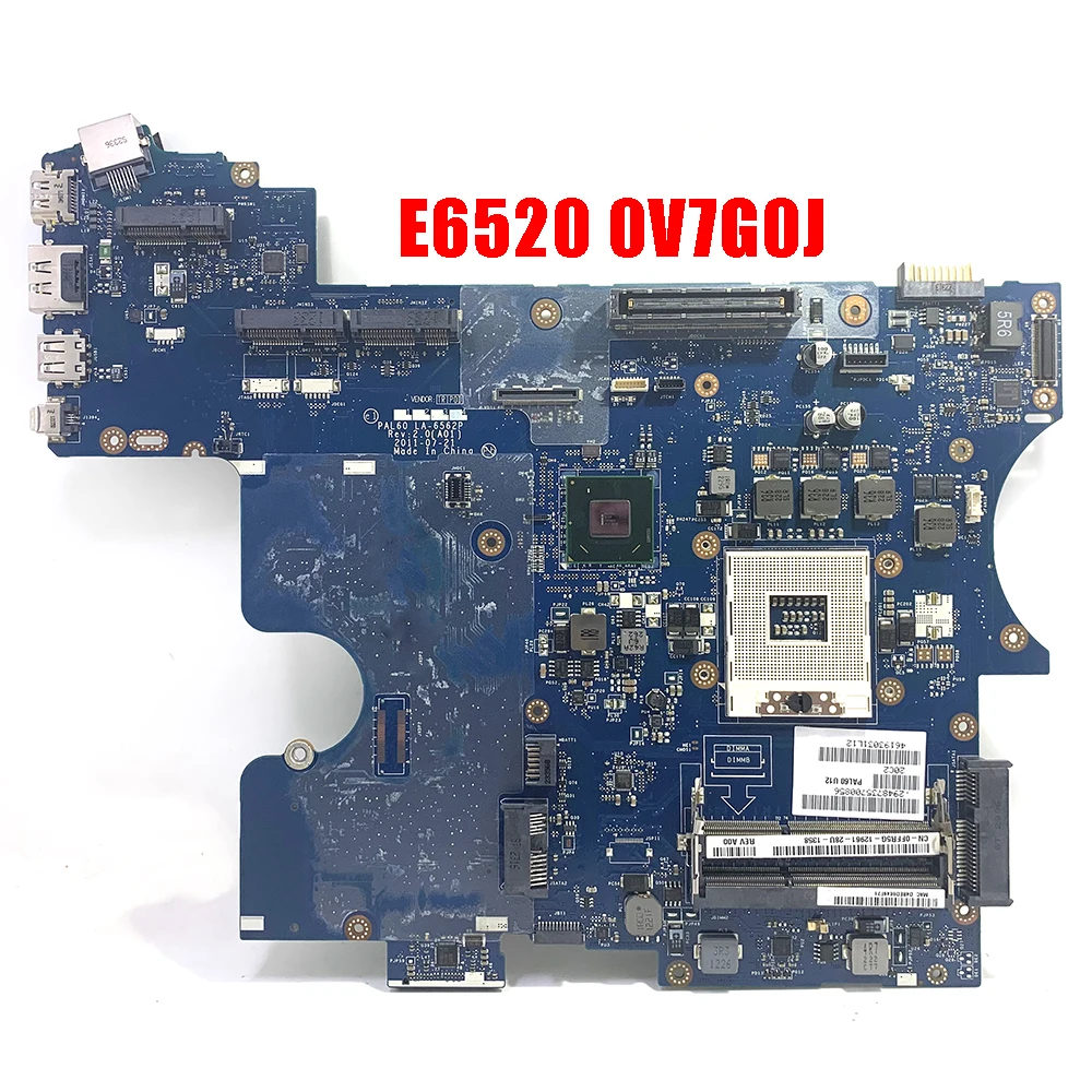 IN STOCK E6520 Main Board For Dell E6520 Motherboard LA-6562P 0V7G0J CN-0V7G0J QM67 Not GPU 100%  Test Good Working