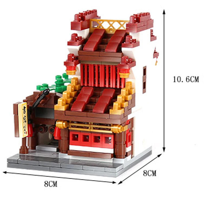 4 в 1 Подарочные игрушки китайское здание уличные башня Ванцзян чайная библиотека