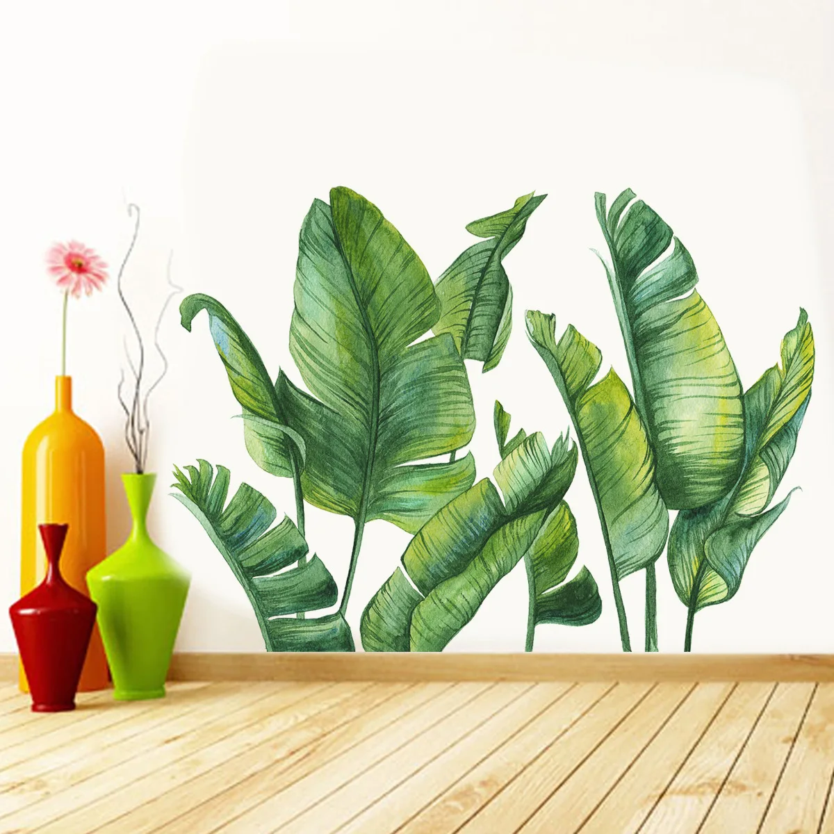 

Wall Decoration Nordic Style Green Plants Creative Wall Stickers Living Room Decor Background Decoration Stickers