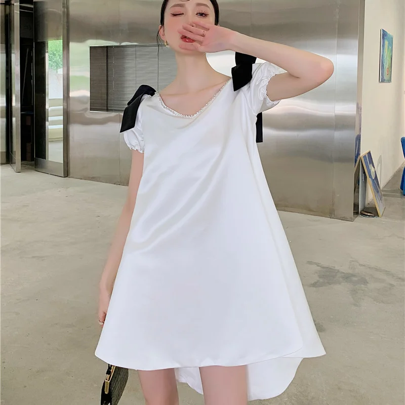 

Платье ZCSMLL женское с V-образным вырезом, свободное милое облегающее, с коротким рукавом, в Корейском стиле, лето 2021